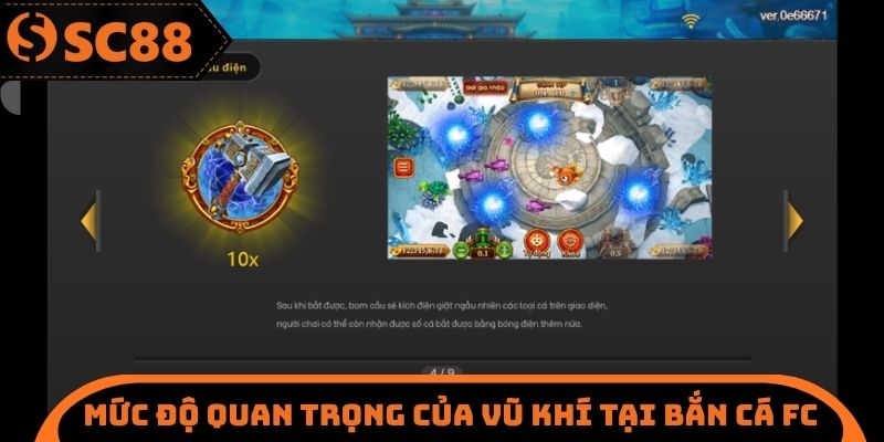 Bắn Cá FC SC88 - Tính Năng Cụ Thể Của Các Loại Vũ Khí