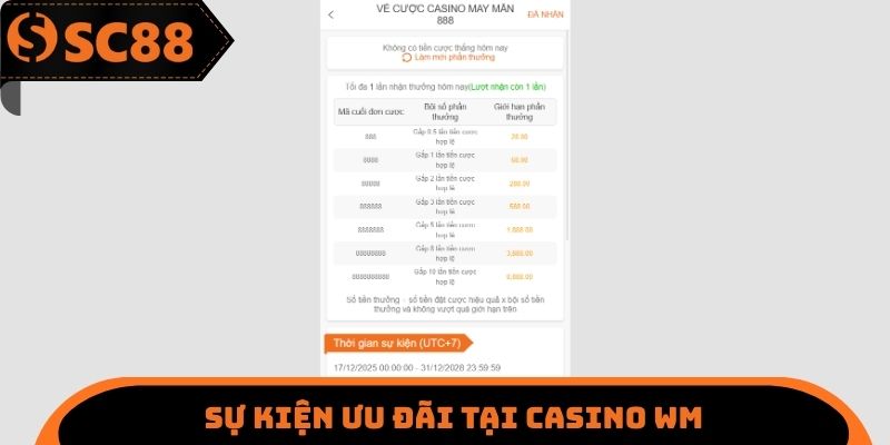 Casino WM SC88 - Đa Dạng Chương Trình Khuyến Mãi Hấp Dẫn